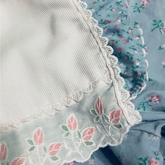 1970s calico cornflower blue dress above knee back to school on the prairie - Picture 2 of 9